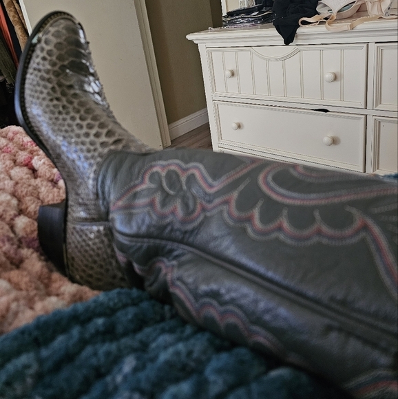 J. Chisom Snakeskin Python Silver Tipped Boots - Picture 7 of 7